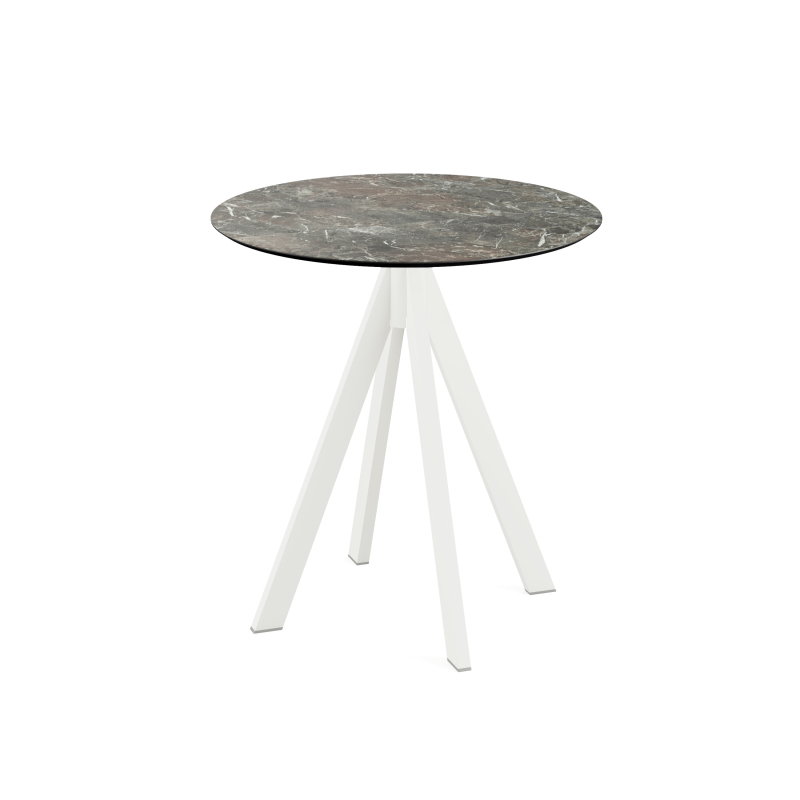 Infinity bistrotafel met wit onderstel + HPL Galaxy Marble blad &Oslash;70 cm - Set van - VEBA - 120021570