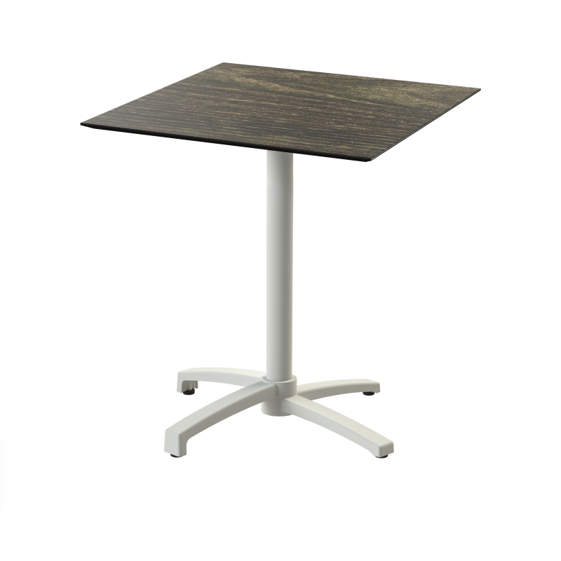 X Cross bistrotafel met zandkleurig onderstel + HPL Riverwashed Wood blad 70x70 cm - Set van - VEBA - 110091477
