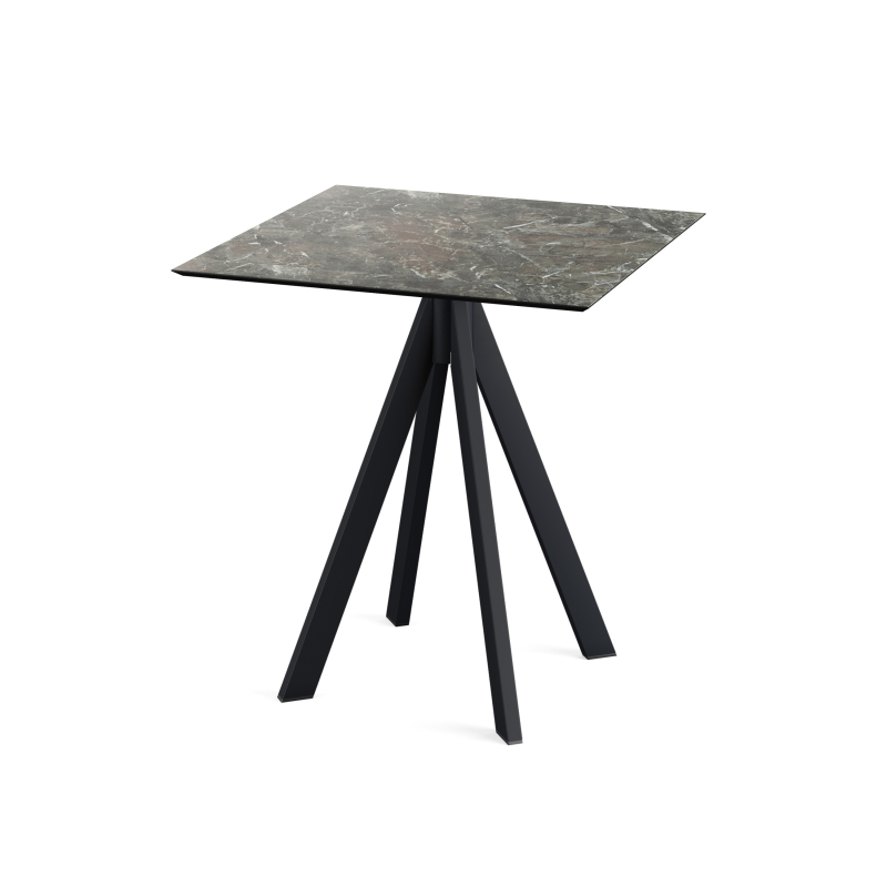 Infinity bistrottafel met zwarte voet + HPL Galaxy Marble blad 70x70 cm - Set van - VEBA - 120011577