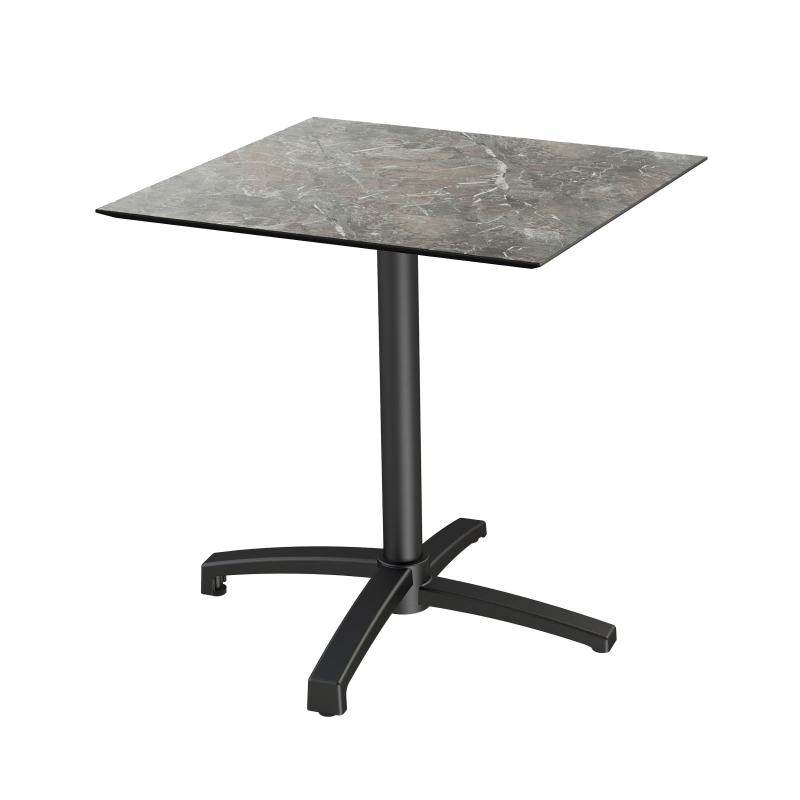 X Cross bistrotafel met zwart onderstel + HPL Galaxy Marble blad 70x70 cm - Set van - VEBA - 110031577