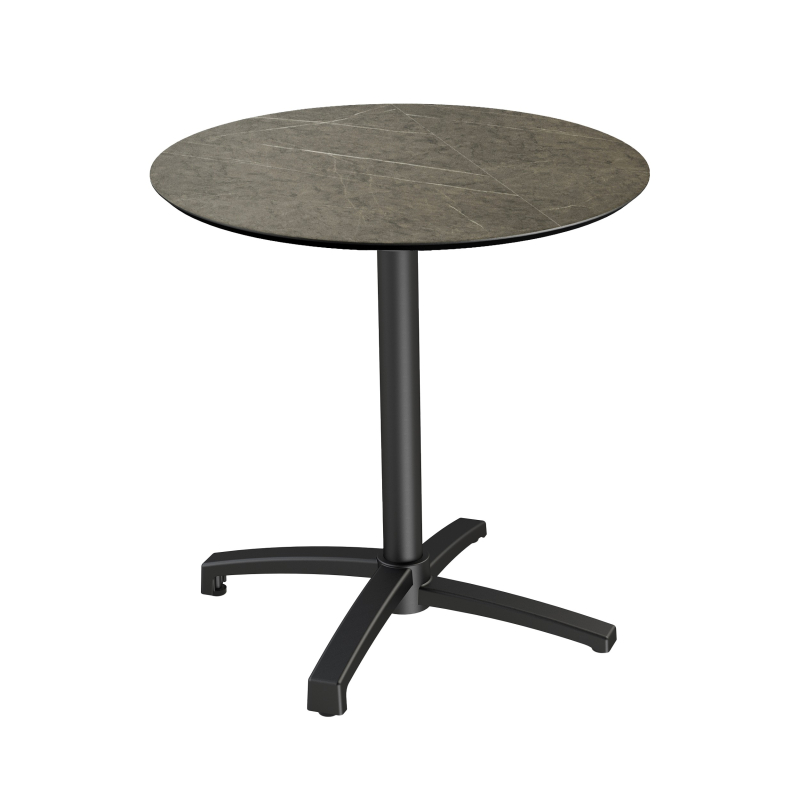 X Cross tafelrestaurant met zwart onderstel + HPL blad Midnight Marble &Oslash;70 cm - Set van - VEBA - 110031670
