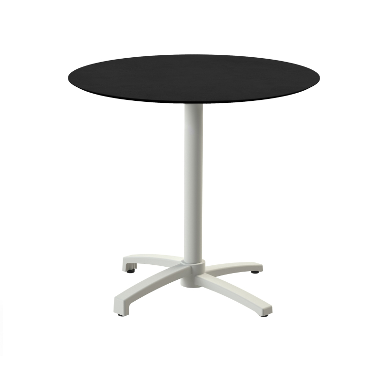 X Cross bistrotafel met zandkleurig onderstel + zwart HPL blad &Oslash;70 cm - Set van - VEBA - 110091070