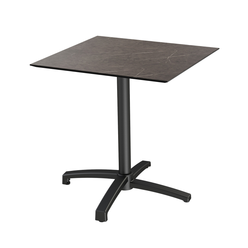 X Cross bistrotafel met zwart onderstel + HPL blad Midnight Marble 70x70 cm - Set van - VEBA - 110031677