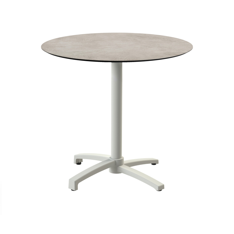 X Cross bistrostafel met zandkleurig onderstel + HPL blad Moonstone &Oslash;70 cm - Set van - VEBA - 110091370