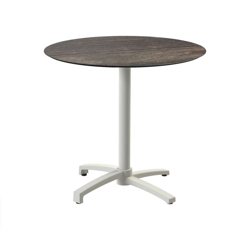 X Cross bistrotafel met zandkleurig onderstel + HPL Riverwashed Wood blad &Oslash;70 cm - Set van - VEBA - 110091470
