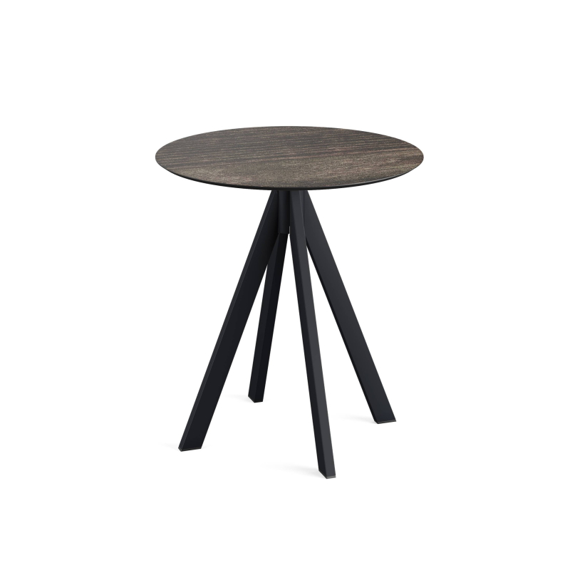 Infinity bistrototafel met zwart onderstel + HPL blad Riverwashed Wood &Oslash;70 cm - Partij van - VEBA - 120011470