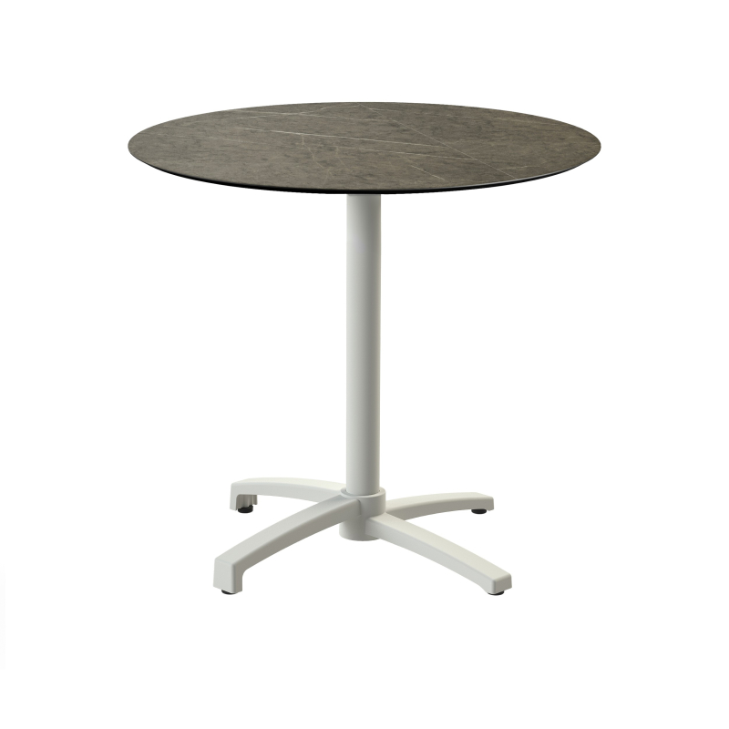 X Cross bistrotafel met zandkleurig onderstel + HPL Midnight Marble blad &Oslash;70 cm - Set van - VEBA - 110091670