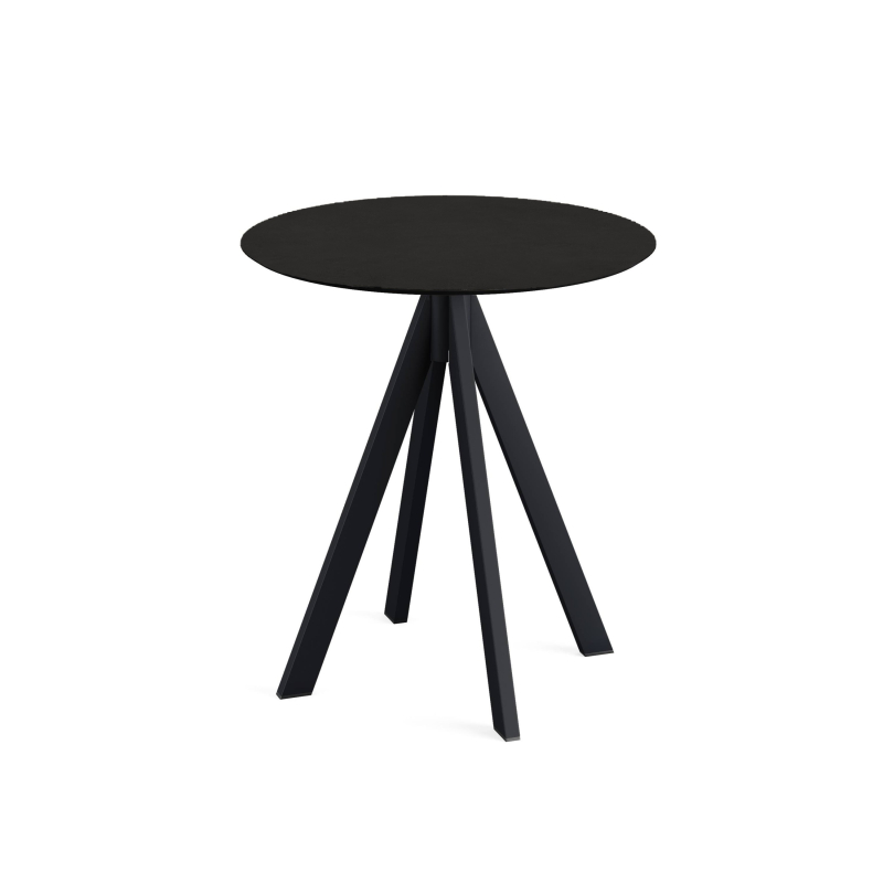 Infinity bistrotafel met zwart onderstel + zwart HPL blad &Oslash; 70 cm - Set van - VEBA - 120011070