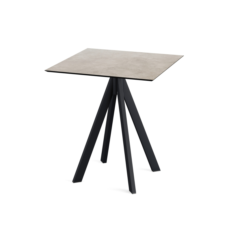 Infinity bistrotafel met zwart onderstel + HPL blad Moonstone 70x70 cm - Set van - VEBA - 120011377