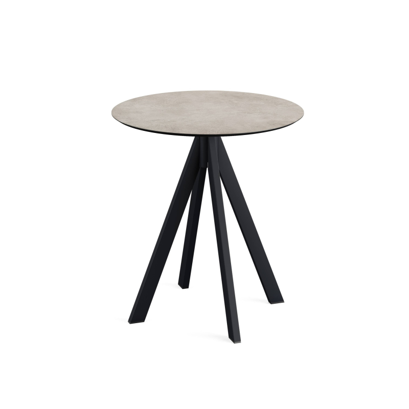 Infinity bistrot tafel met zwart onderstel + HPL blad Moonstone &Oslash;70 cm - Set van - VEBA - 120011370