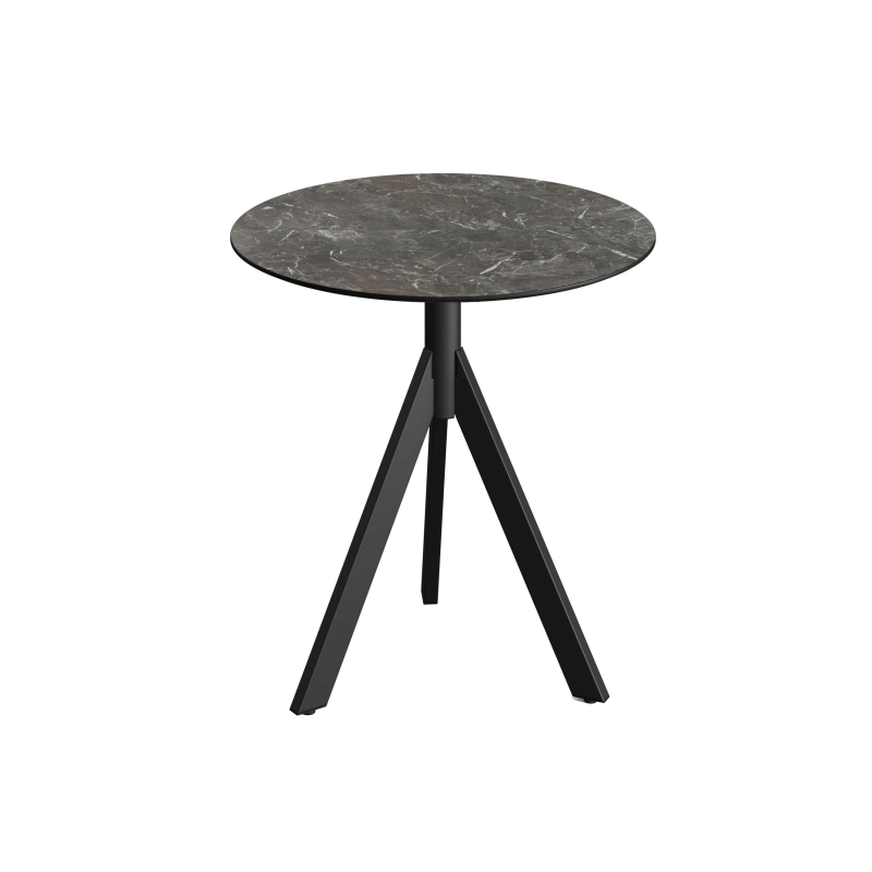 Infinity Tripod bistrot tafel met zwart onderstel + HPL Galaxy Marble blad &Oslash;70 cm - Set van - VEBA - 140011570