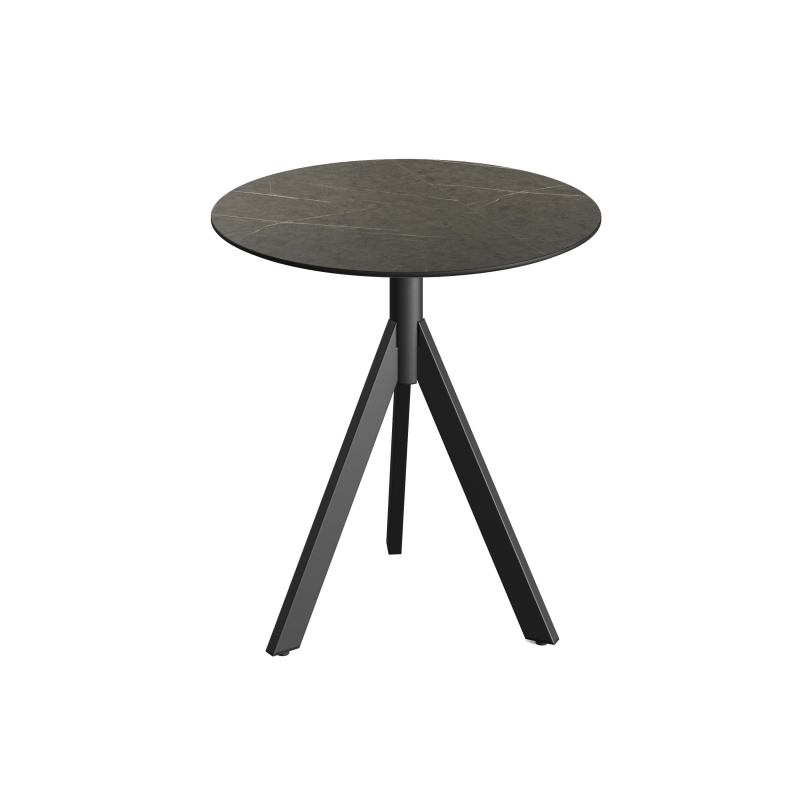 Infinity Tripod bistro tafel met zwart onderstel + HPL blad Midnight Marble &Oslash;70 cm - Set van - VEBA - 140011670