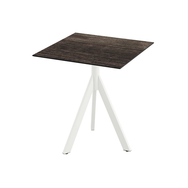 Infinity Tripod bistrotafel met wit onderstel + HPL blad Riverwashed Wood 70x70 cm - Set van - VEBA - 140021477