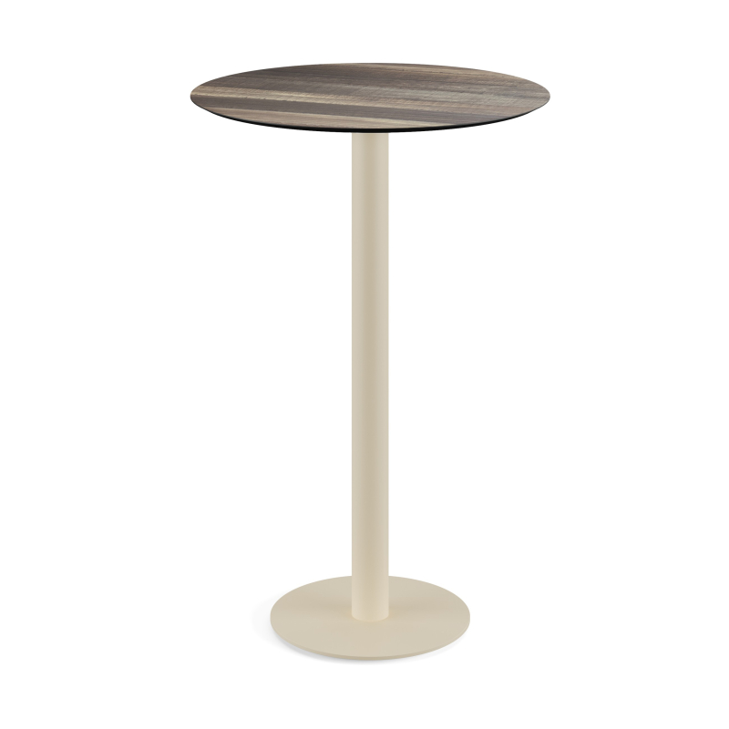 Urban staantafel met zandkleurig onderstel + HPL Tropical Wood blad &Oslash;70 cm - Set van - VEBA - 130061270