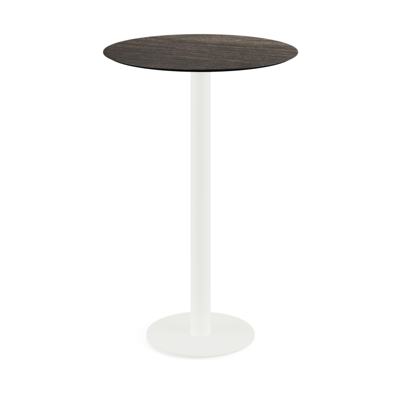 Urban staantafel met wit onderstel + HPL Riverwashed Wood blad &Oslash;70 cm - Set van - VEBA - 130051470