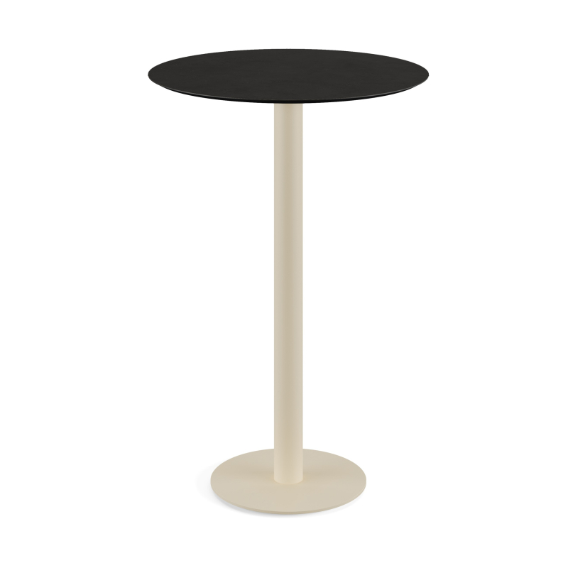 Urban staantafel met zandkleurig onderstel + zwart HPL-blad &Oslash; 70 cm - Lot van - VEBA - 130061070