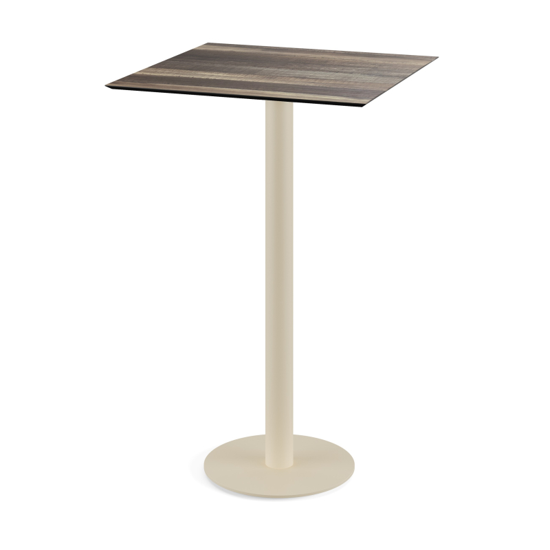 Urban staantafel met zandkleurig onderstel + HPL blad Tropical Wood 70x70 cm - Set van - VEBA - 130061277