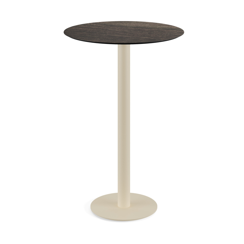 Urban staantafel met zandkleurig onderstel + HPL Riverwashed Wood blad &Oslash;70 cm - Set van - VEBA - 130061470