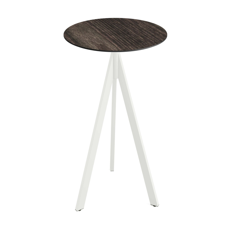 Infinity Tripod staantafel met wit onderstel + HPL blad Riverwashed Wood &Oslash;70 cm - Verpakking van - VEBA - 140051470