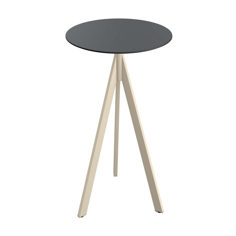 Infinity Tripod staantafel met zandkleurig onderstel + zwart HPL blad 70x70 cm - Set van - VEBA - 140061070