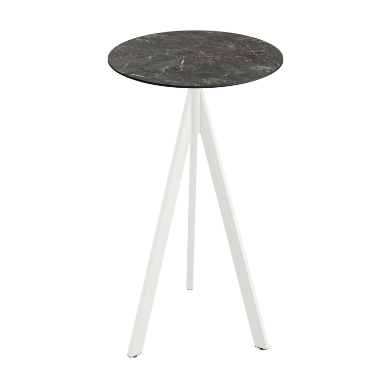 Infinity Tripod staantafel met wit onderstel + HPL Galaxy Marble blad &Oslash;70 cm - Set van - VEBA - 140051570