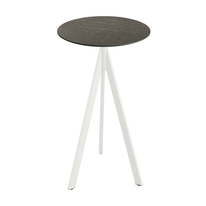 Infinity Tripod staantafel met wit onderstel + HPL blad Midnight Marble &Oslash;70 cm - Set van - VEBA - 140051670