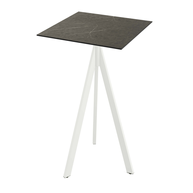 Infinity Tripod bartafel met wit onderstel + HPL blad Midnight Marble 70x70 cm - Set van - VEBA - 140051677