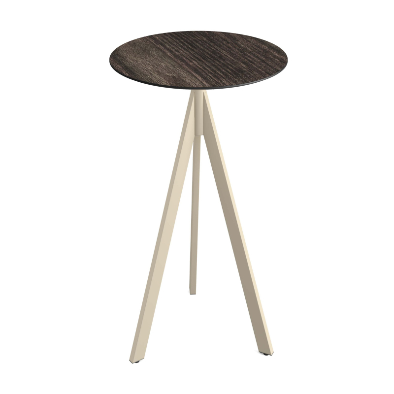 Infinity Tripod staantafel met zandkleurig onderstel + HPL blad Riverwashed Wood &Oslash;70 cm - Set van - VEBA - 140061470
