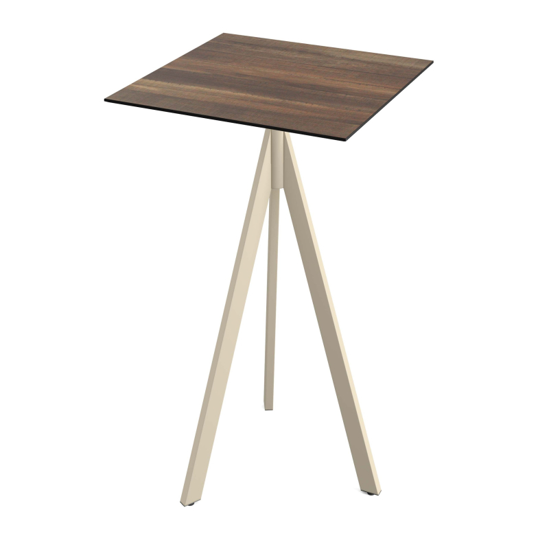 Infinity Tripod staantafel met zandkleurig onderstel + HPL blad Tropical Wood 70x70 cm - Set van - VEBA - 140061277