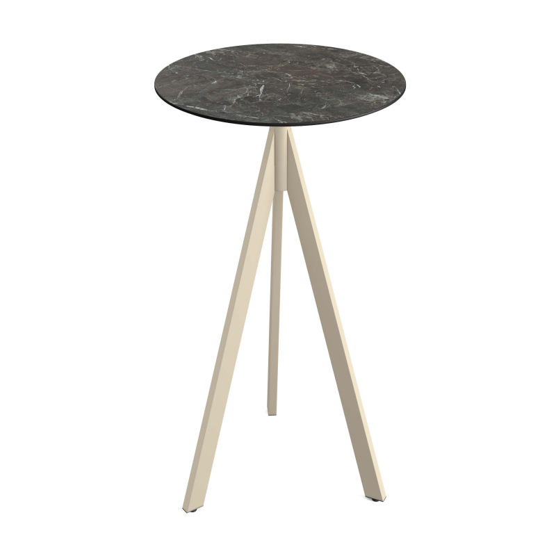 Infinity Tripod staande tafel met zandkleurig onderstel + HPL Galaxy Marble blad &Oslash;70 cm - Set van - VEBA - 140061570