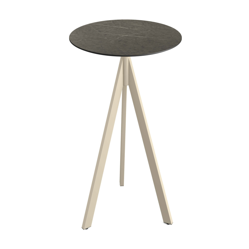 Infinity Tripod staande tafel met zandkleurig onderstel + HPL Midnight Marble blad &Oslash;70 cm - Set van - VEBA - 140061670