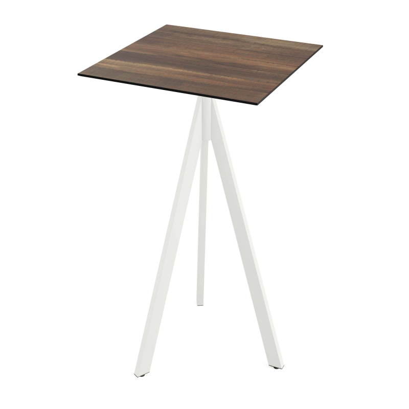 Infinity Tripod staantafel met wit onderstel + HPL blad Tropical Wood 70x70 cm - Set van - VEBA - 140051277