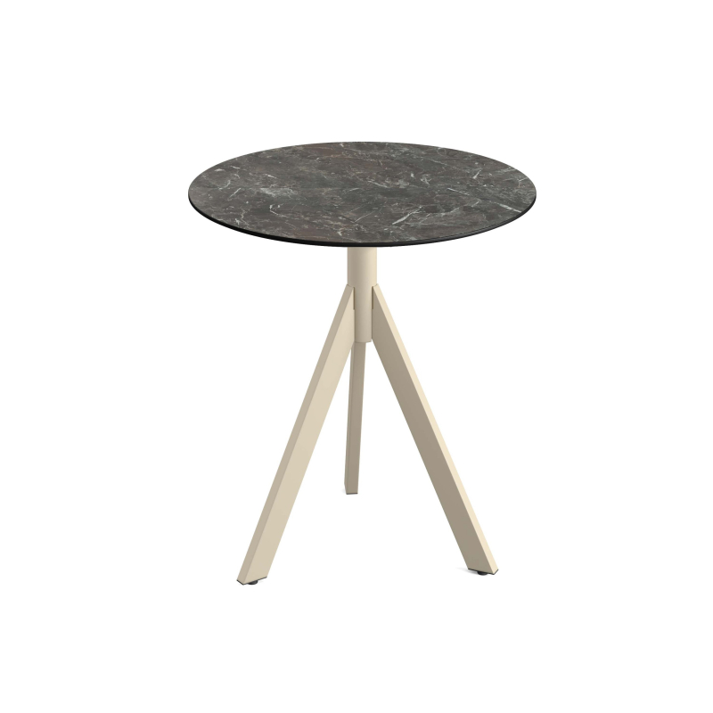 Infinity Tripod bistrottafel met zandkleurig onderstel + HPL Galaxy Marble blad &Oslash;70 cm - Set van - VEBA - 140031570