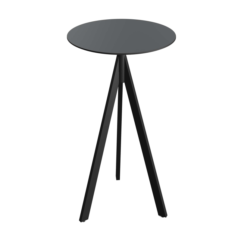 Infinity Tripod staantafel met zwart onderstel + HPL zwart blad &Oslash;70 cm - Set van - VEBA - 140041070