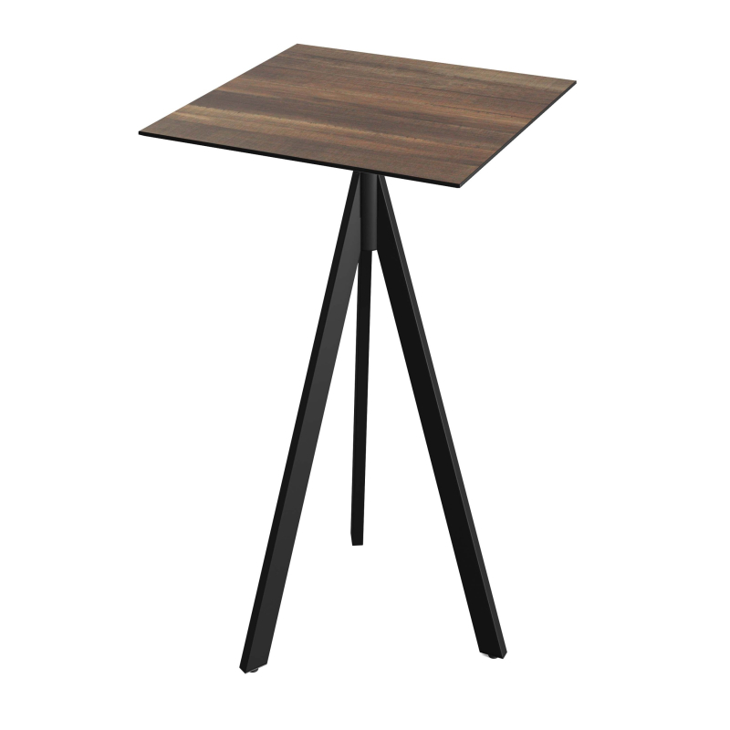 Infinity Tripod staantafel met zwart onderstel + HPL Tropical Wood blad 70x70 cm - Set van - VEBA - 140041277