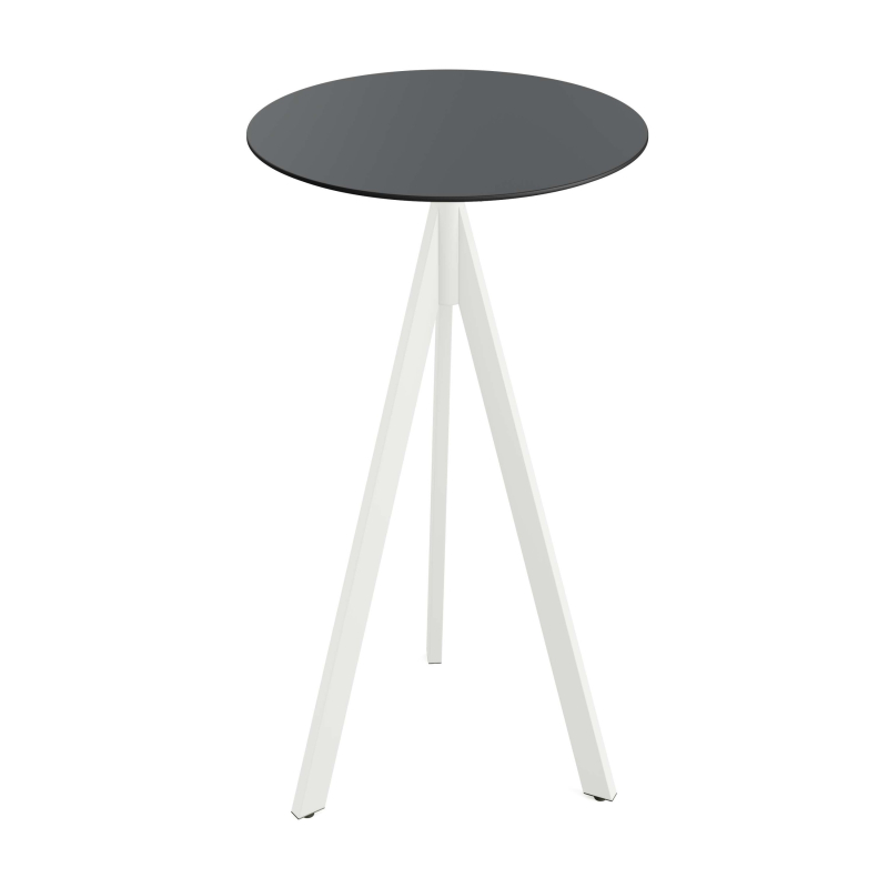 Infinity Tripod staande tafel met wit onderstel + zwart HPL blad &Oslash;70 cm - Set van - VEBA - 140051070