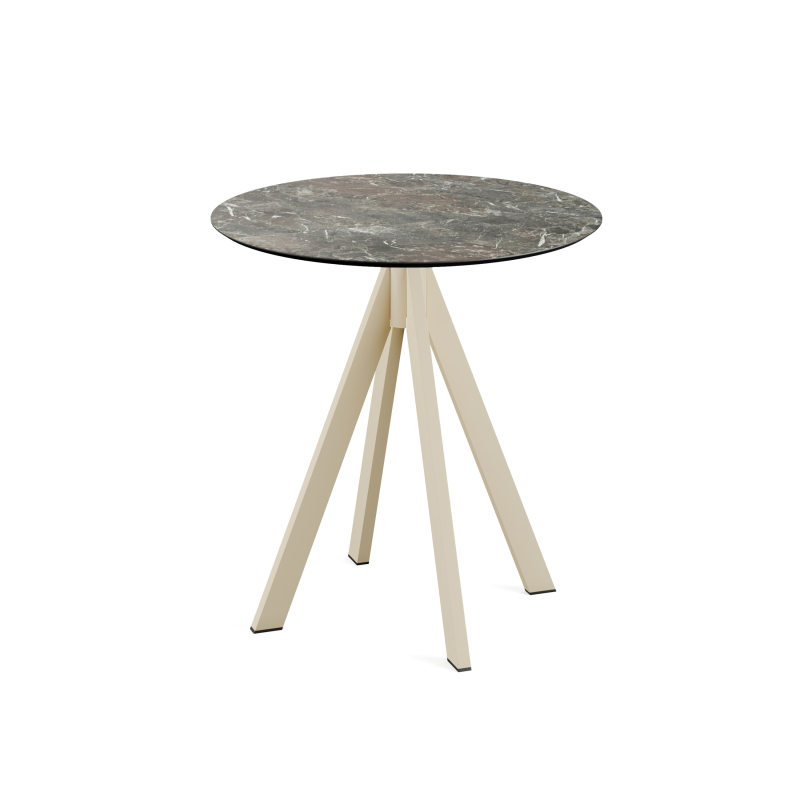 Infinity tafelrestaurant met zandkleurige ondersteuning + HPL Galaxy Marble blad &Oslash;70 cm - Set van - VEBA - 120031570