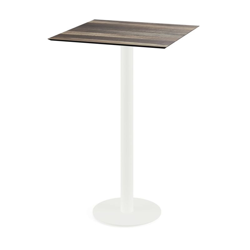 Urban staantafel met wit onderstel + HPL blad Tropical Wood 70x70 cm - Set van - VEBA - 130051277