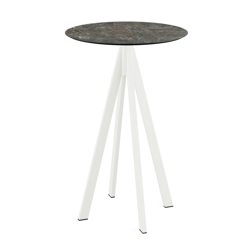 Infinity staantafel met wit onderstel + HPL Galaxy Marble blad &Oslash;70 cm - Set van - VEBA - 120051570