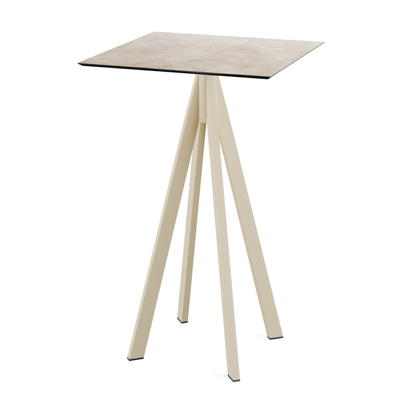 Infinity sta-tafel met zandkleurig onderstel + HPL blad Moonstone 70x70 cm - Set van - VEBA - 120061377