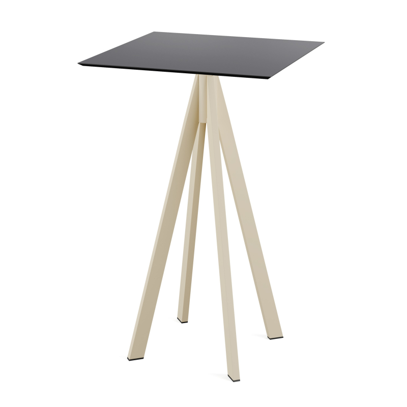 Infinity staantafel met zandkleurig onderstel + zwart HPL blad 70x70 cm - Set van - VEBA - 120061077