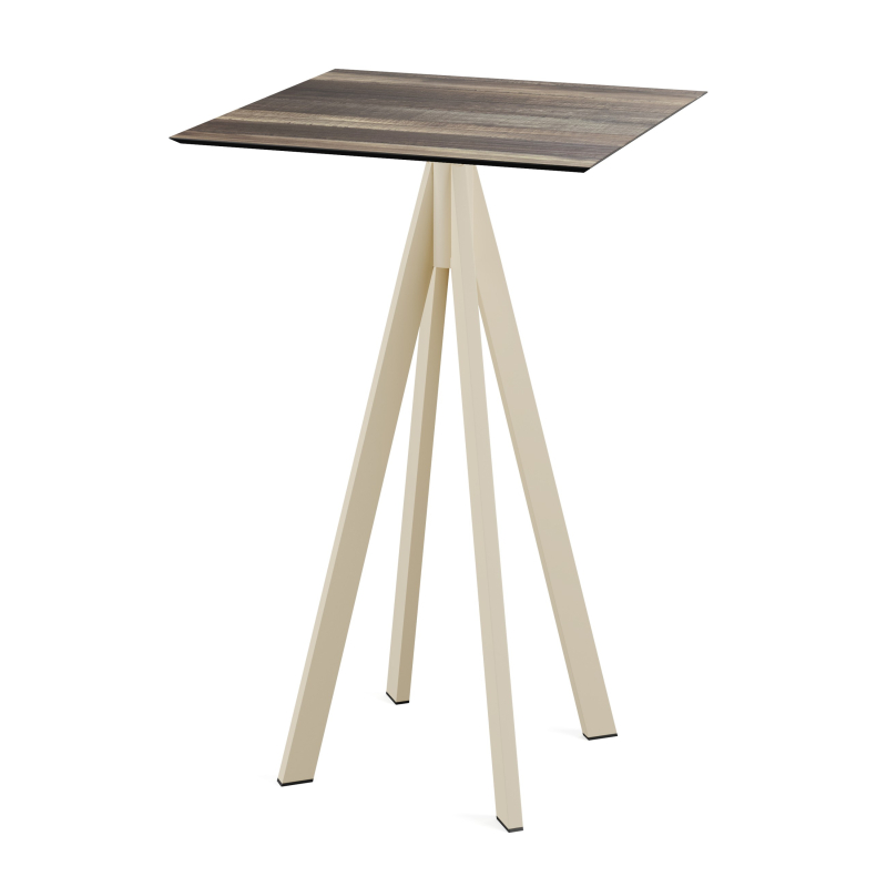 Infinity staantafel met zandkleurig onderstel + HPL Tropical Wood blad 70x70 cm - Set van - VEBA - 120061277