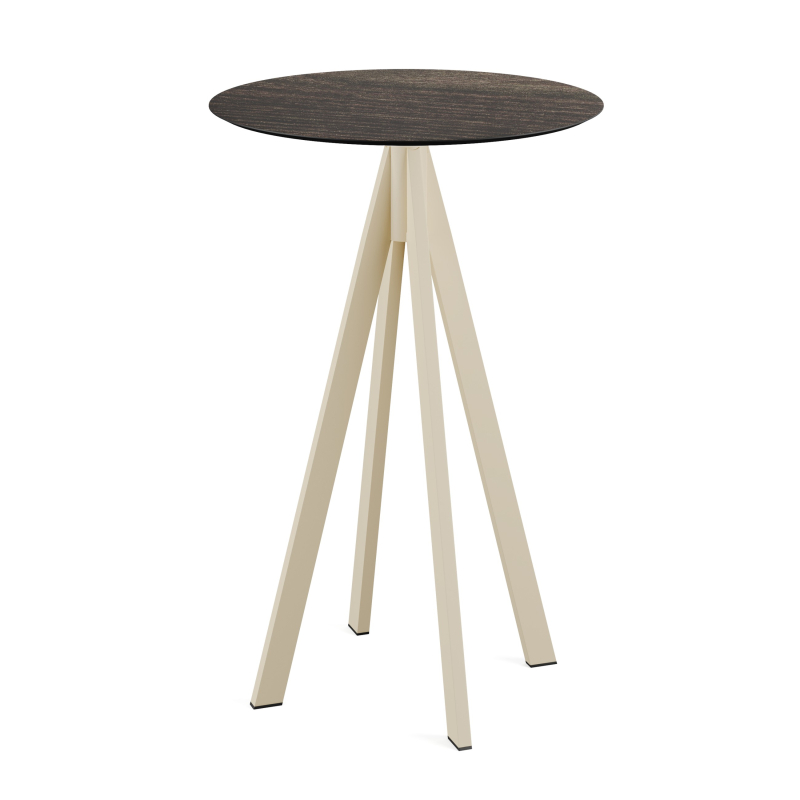 Infinity staantafel met zandkleurig onderstel + HPL blad Riverwashed Wood &Oslash;70 cm - Set van - VEBA - 120061470