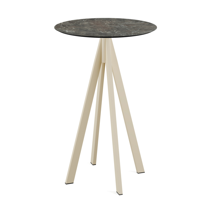 Infinity staande tafel met zandkleurig onderstel + HPL Galaxy Marble blad &Oslash;70 cm - Set van - VEBA - 120061570