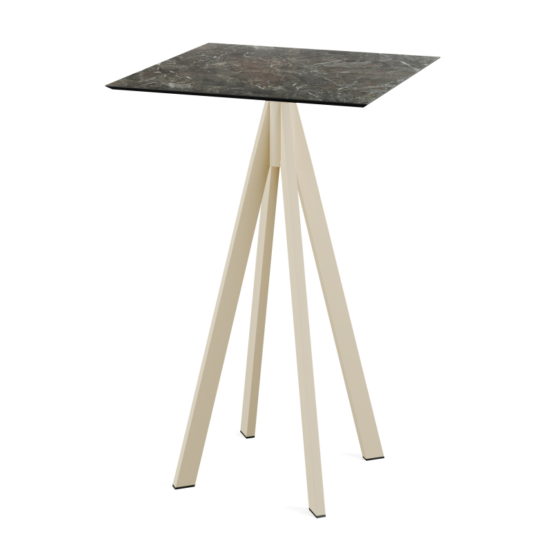 Infinity staantafel met zandkleurig onderstel + HPL Galaxy Marble blad 70x70 cm - Set van - VEBA - 120061577