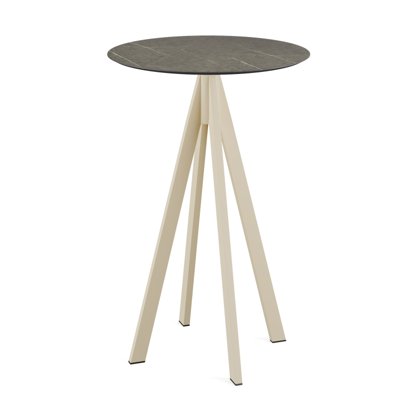Infinity staantafel met zandkleurig onderstel + HPL blad Midnight Marble &Oslash;70 cm - Set van - VEBA - 120061670
