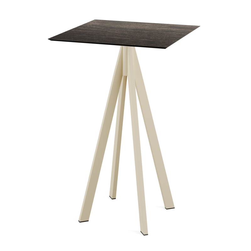 Infinity staantafel met zandkleurige voet + HPL Riverwashed Wood blad 70x70 cm - Set van - VEBA - 120061477