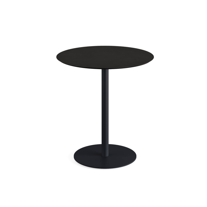 Urban tafel voor bistro met zwart onderstel + zwart HPL blad &Oslash; 70 cm - Set van - VEBA - 130011070