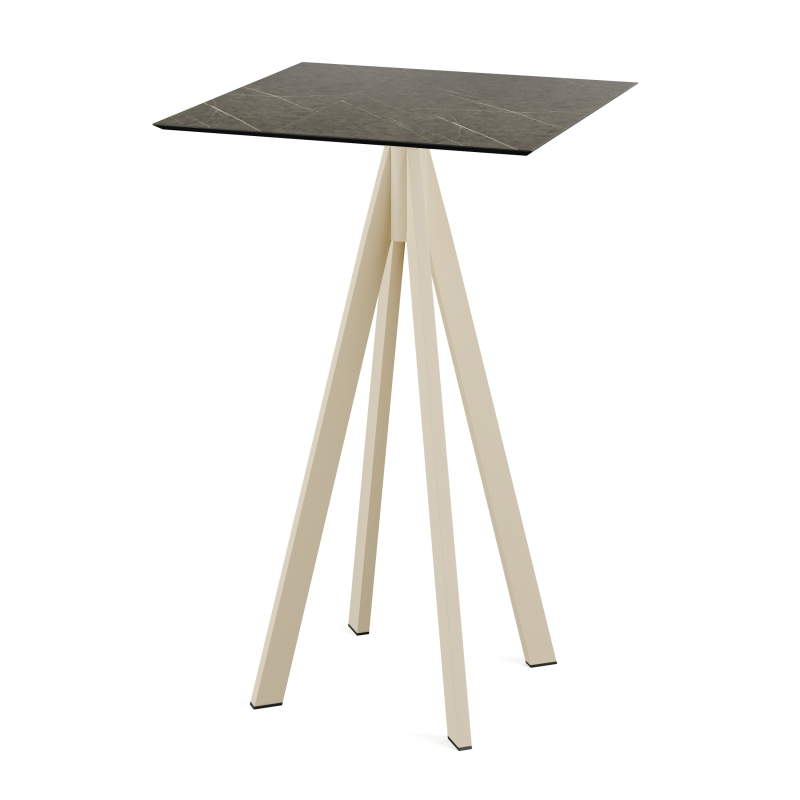 Infinity staantafel met zandkleurig onderstel + HPL Midnight Marble blad 70x70 cm - Set van - VEBA - 120061677