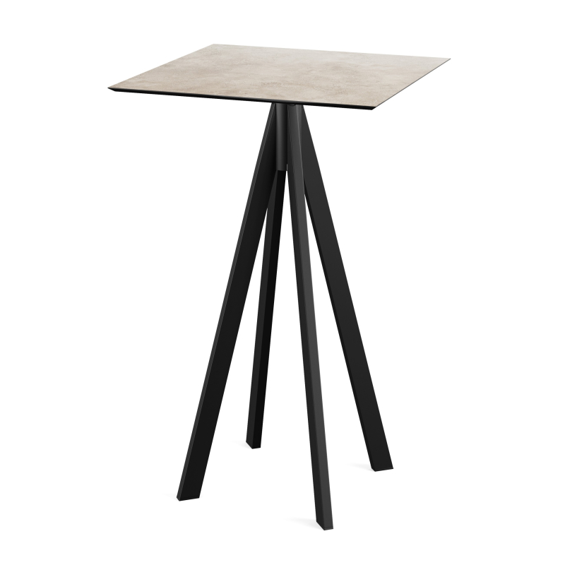 Infinity staantafel met zwart onderstel + HPL-blad Moonstone 70x70 cm - Set van - VEBA - 120041377